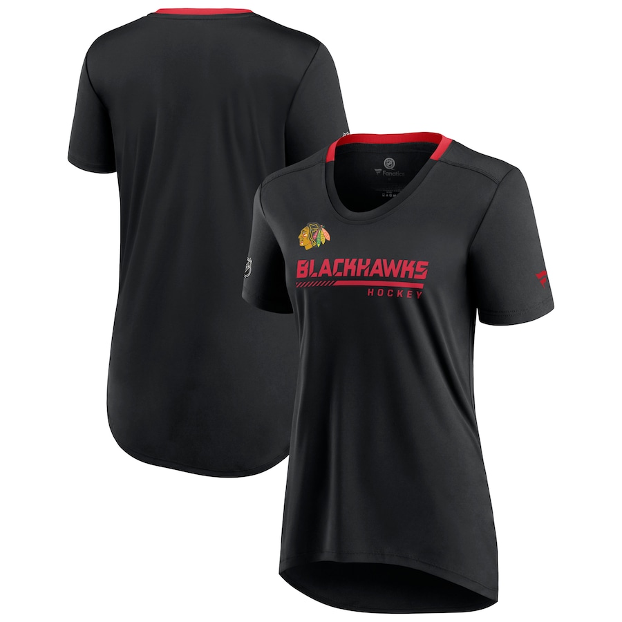 Women's Chicago Blackhawks Fanatics Black Authentic Pro Locker Room T-Shirt - SUjersey01