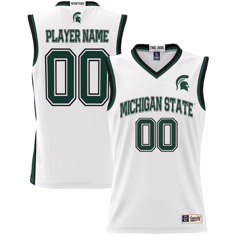 Michigan State Spartans GameDay Greats Unisex  Lightweight NIL Pick-A-Player Basketball Jersey - White - SUjersey01