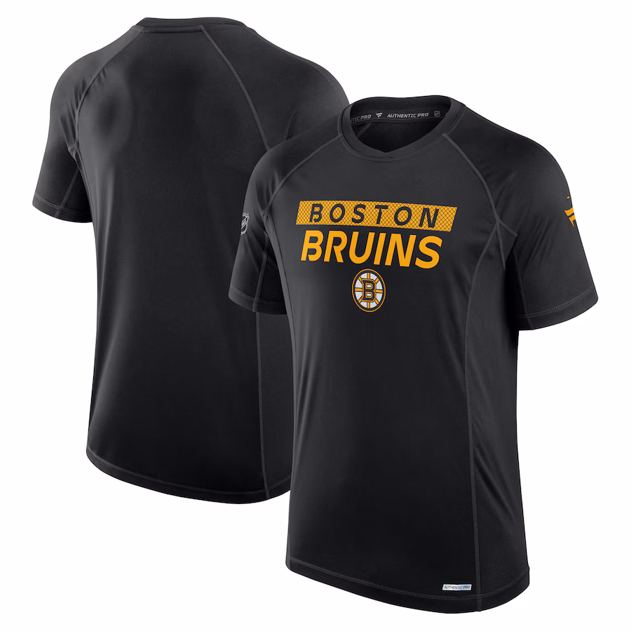Men's Boston Bruins Fanatics Black Authentic Pro Rink Tech T-Shirt - SUjersey01