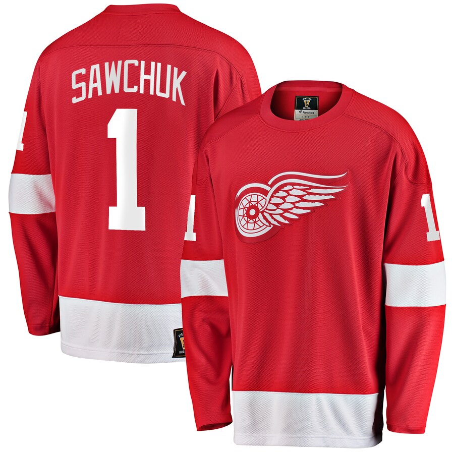 Men's Detroit Red Wings Terry Sawchuk Fanatics Branded Red Premier Breakaway Retired Player Jersey - SUjersey01