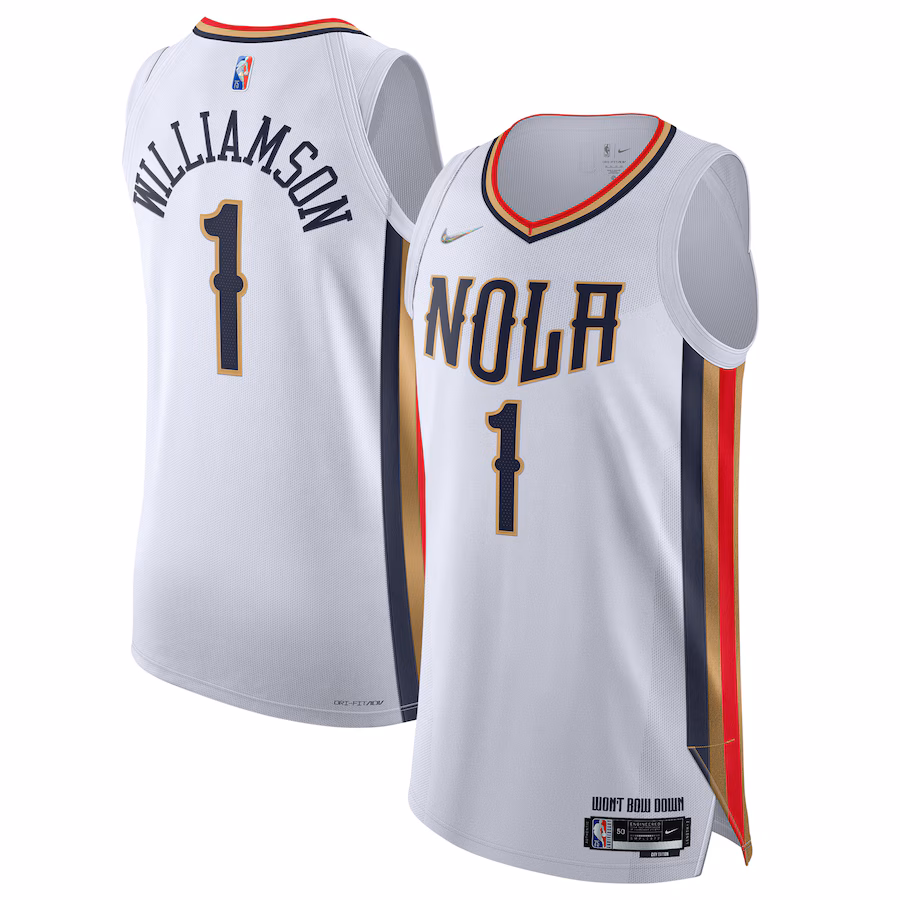 Men's New Orleans Pelicans Zion Williamson Nike White 2021/22 Swingman Jersey - City Edition - SUjersey01