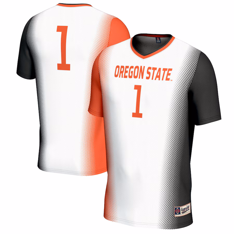 #1 Oregon State Beavers GameDay Greats Unisex Women's Soccer Fashion Jersey - White - SUjersey01