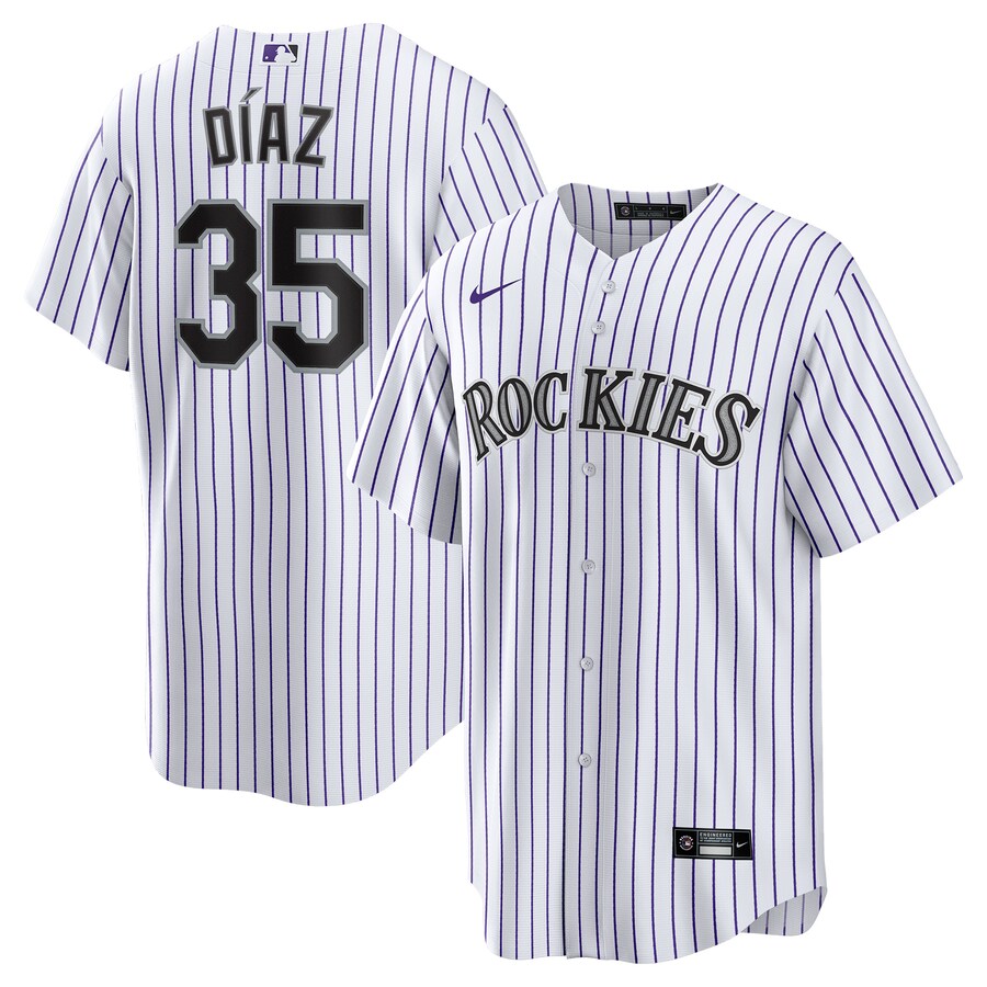 Men's Colorado Rockies Elias Díaz Nike White Home  Replica Player Jersey - SUjersey01
