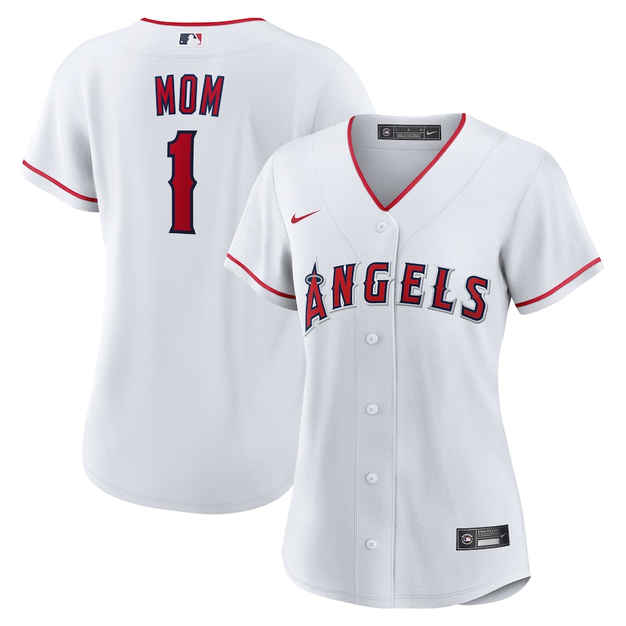 Women's Los Angeles Angels Nike White #1 Mom Home Replica Jersey - SUjersey01