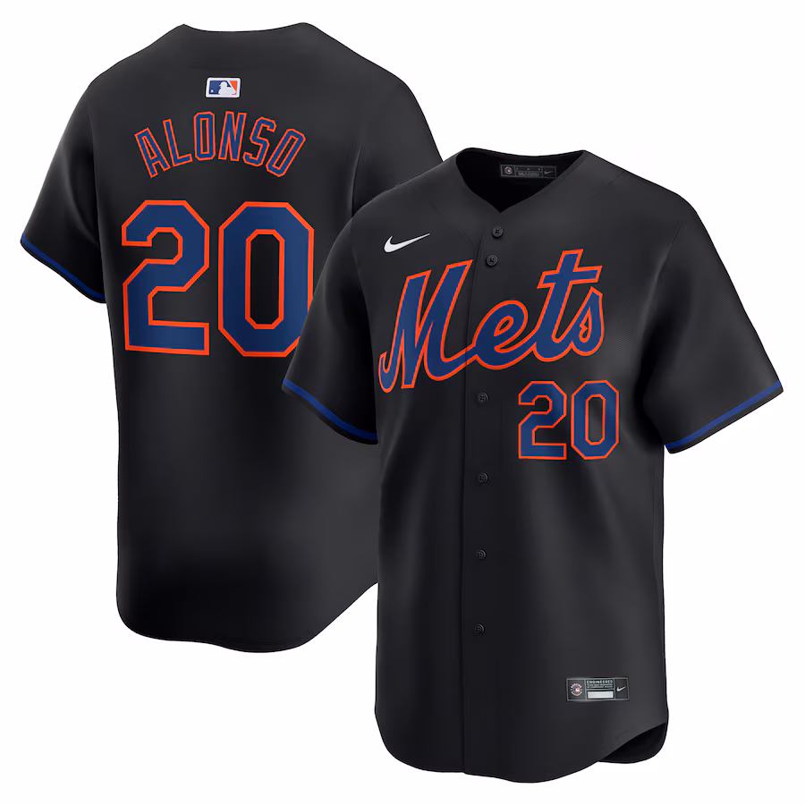 Men's New York Mets Pete Alonso Nike Black Alternate Limited Player Jersey - SUjersey01