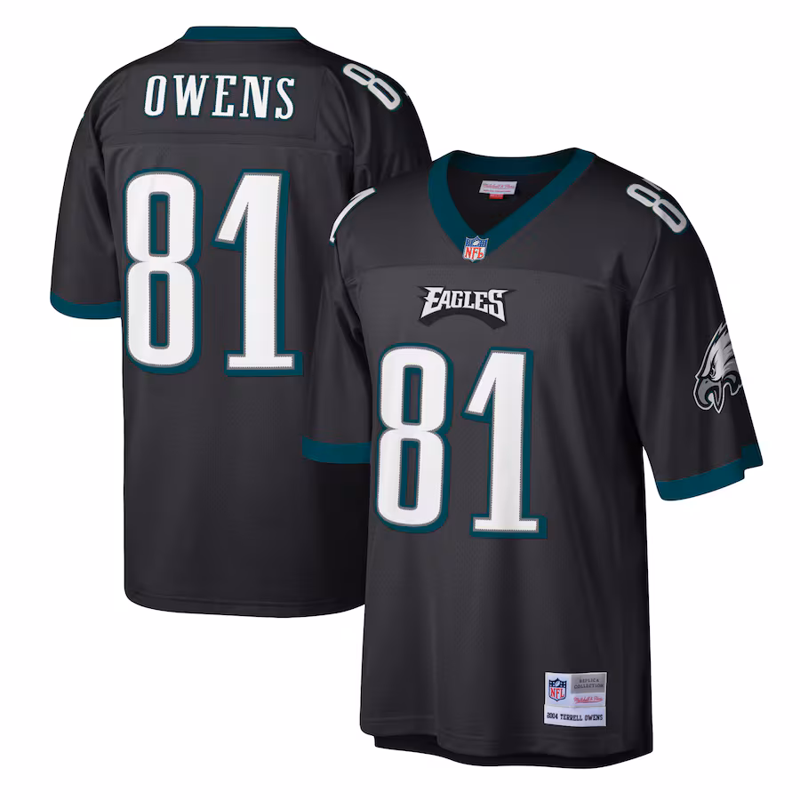 Men's Philadelphia Eagles Terrell Owens Mitchell & Ness Black Legacy Replica Jersey - SUjersey01
