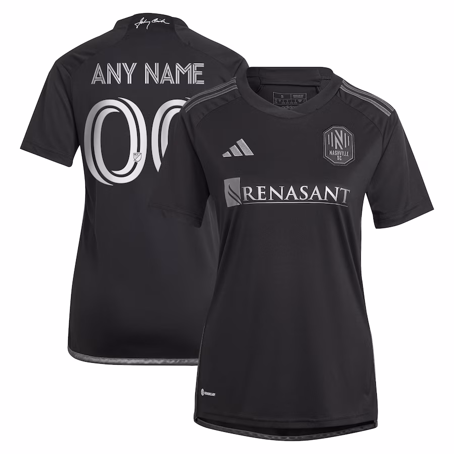 Women's Nashville SC adidas Black 2023 Man In Black Kit Replica Custom Jersey - SUjersey01