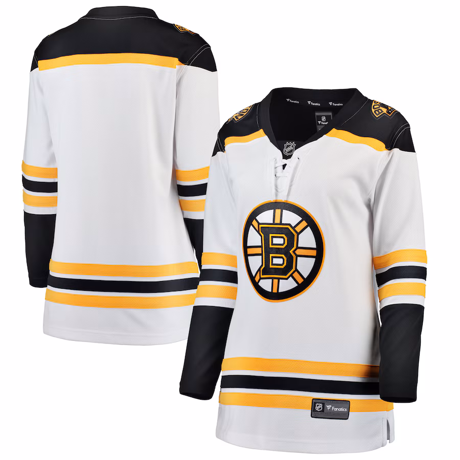 Women's Boston Bruins Fanatics White Away Breakaway Jersey - SUjersey01