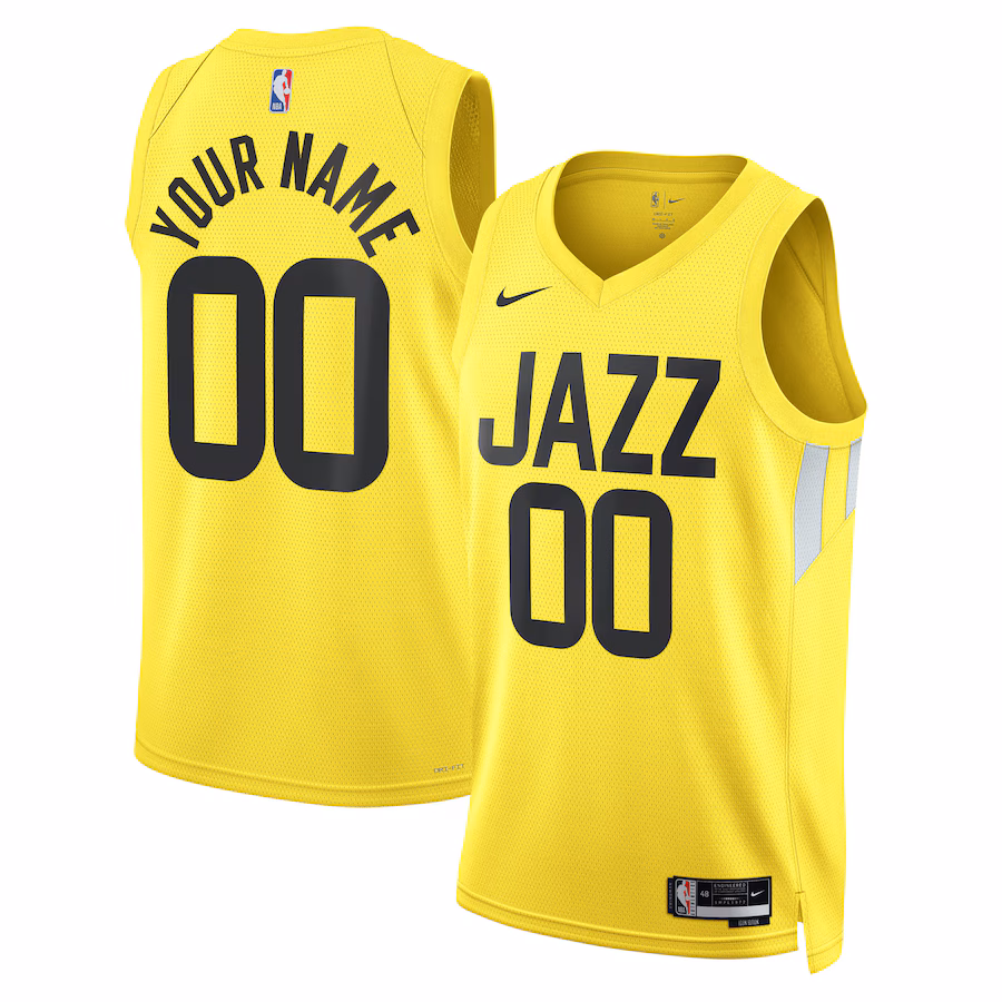 Unisex Utah Jazz Nike Gold Swingman Custom Jersey - Icon Edition - SUjersey01