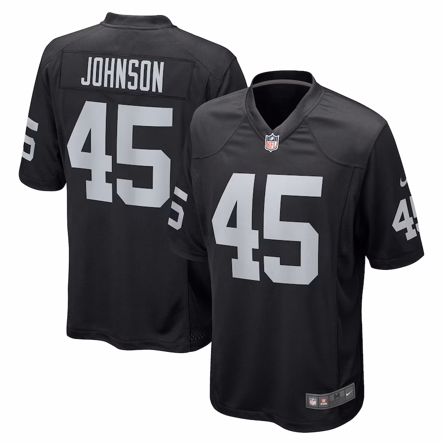 Men's Las Vegas Raiders Jaquan Johnson Nike Black Game Player Jersey - SUjersey01