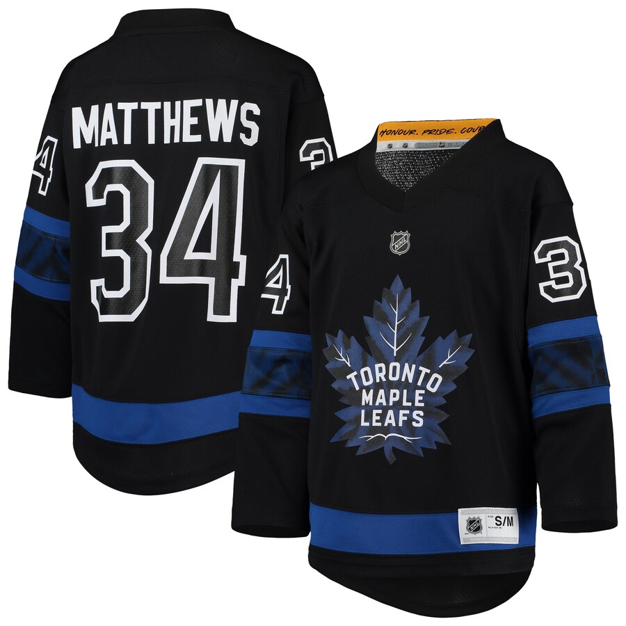 Youth Toronto Maple Leafs Auston Matthews Black Alternate Replica Player Jersey - SUjersey01