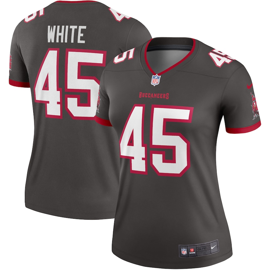 Women's Tampa Bay Buccaneers Devin White Nike Pewter Alternate Legend Player Performance Top - SUjersey01
