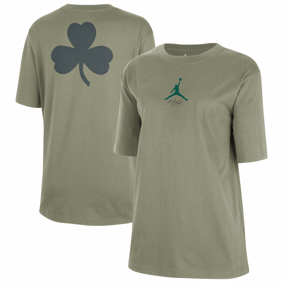 Women's Boston Celtics  Jordan Brand Green Courtside Statement Edition Boyfriend T-Shirt - SUjersey01