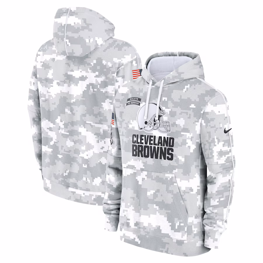 Men's Cleveland Browns Nike Arctic Camo 2024 Salute to Service Club Fleece Pullover Hoodie - SUjersey01