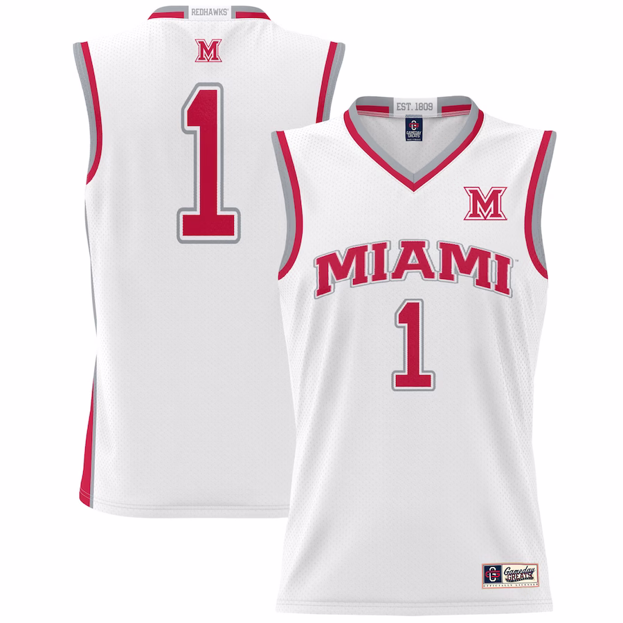 #1 Miami University RedHawks GameDay Greats Lightweight Basketball Fashion Jersey - White - SUjersey01