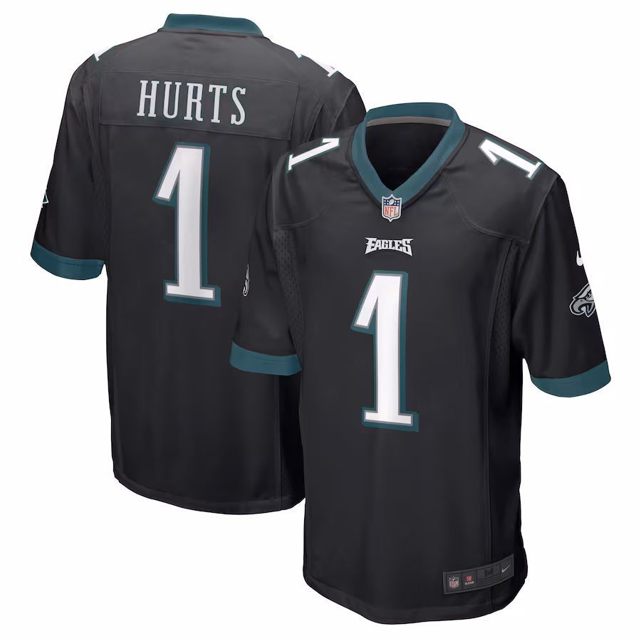 Men's Philadelphia Eagles Jalen Hurts Nike Black Game Jersey - SUjersey01