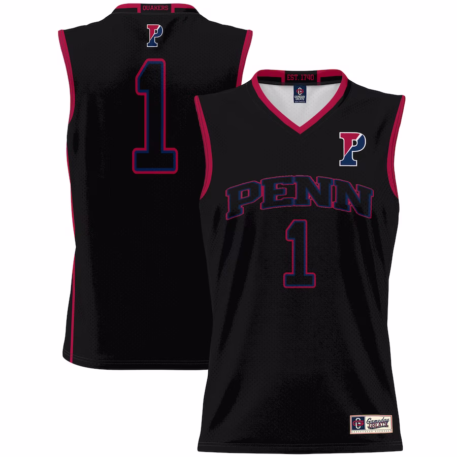 #1 Pennsylvania Quakers GameDay Greats Unisex Lightweight Basketball Jersey - Black - SUjersey01