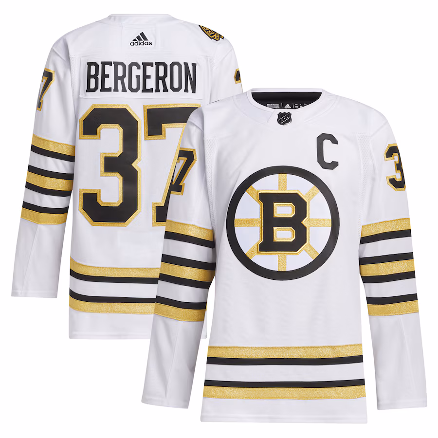 Men's Boston Bruins Patrice Bergeron adidas White Away Primegreen Authentic Player Jersey - SUjersey01