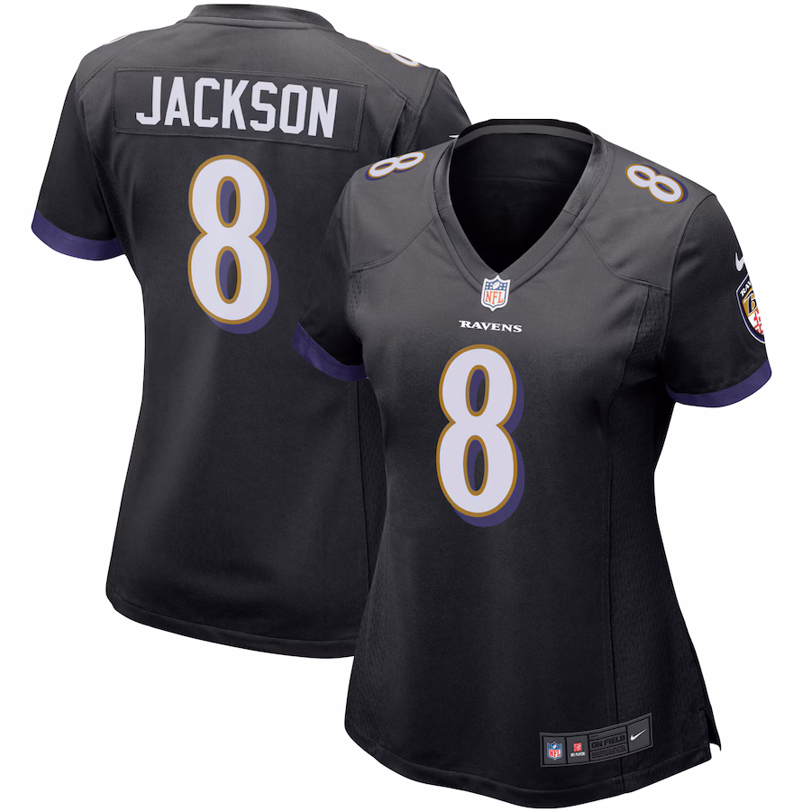 Women's Baltimore Ravens Lamar Jackson Nike Black Game Jersey - SUjersey01