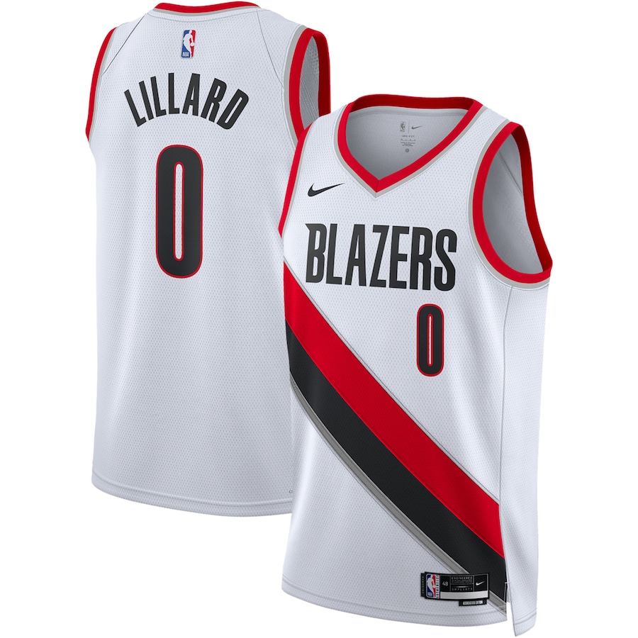 Unisex Portland Trail Blazers Damian Lillard Nike White Swingman Jersey - Association Edition - SUjersey01