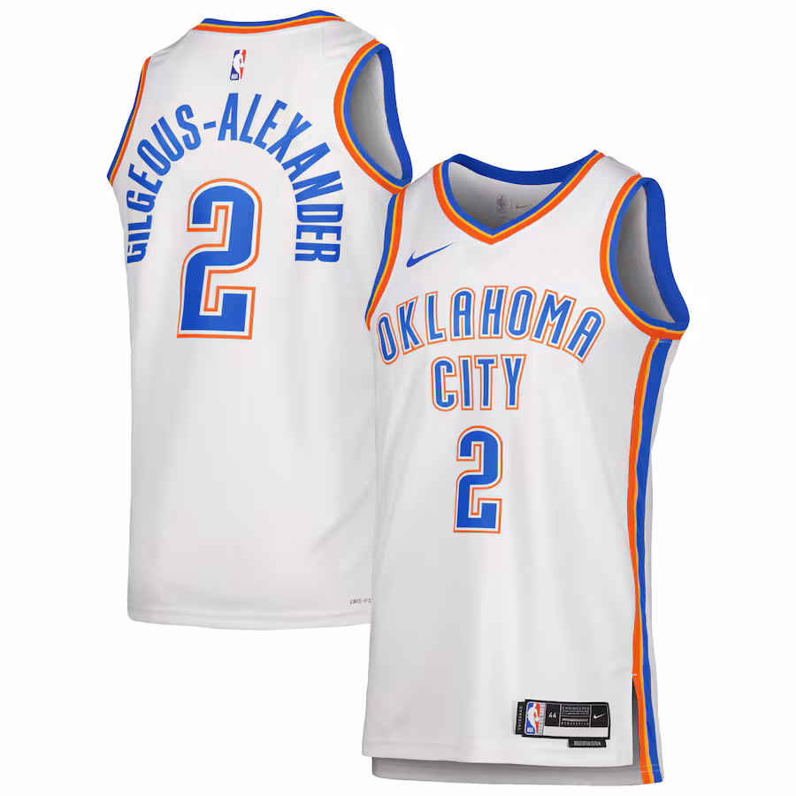Unisex Oklahoma City Thunder Shai Gilgeous-Alexander Nike White Swingman Jersey - Association Edition - SUjersey01