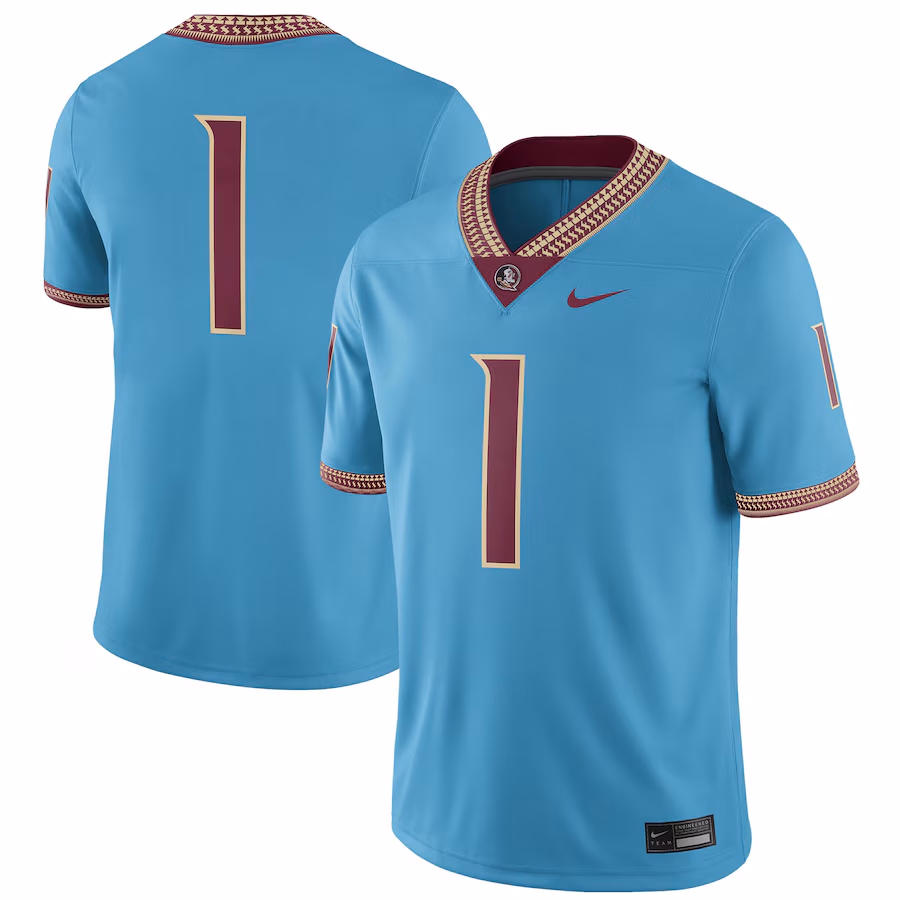 #1 Florida State Seminoles Nike Seminole Heritage Game Jersey – Turquoise - SUjersey01