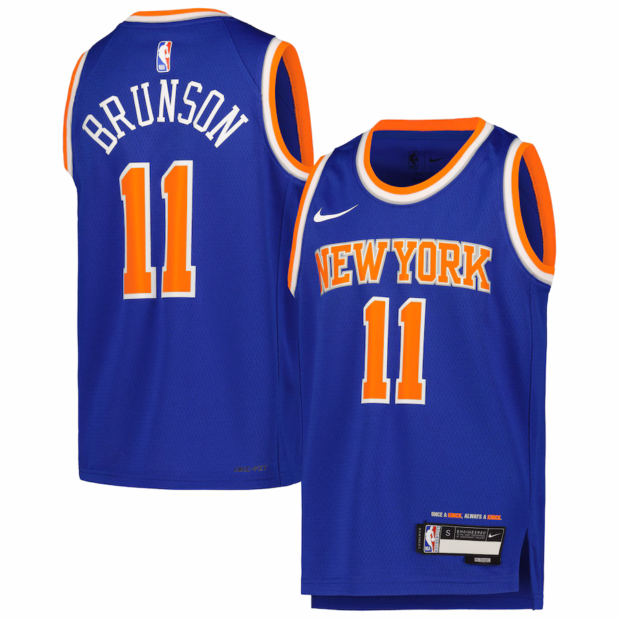 Youth New York Knicks Jalen Brunson Nike Blue Swingman Jersey - Icon Edition - SUjersey01