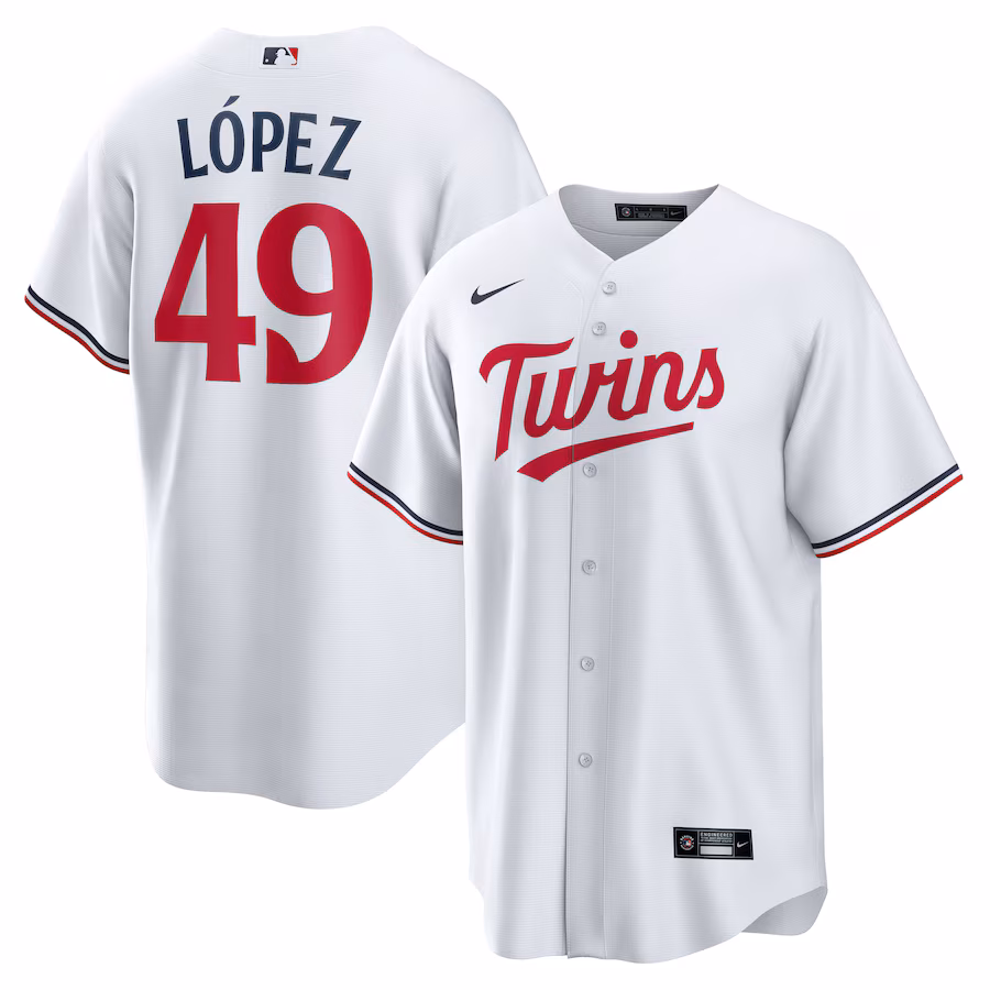 Men's Minnesota Twins Pablo Lopez Nike White Home Replica Jersey - SUjersey01