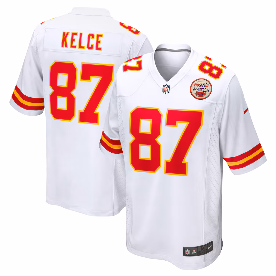 Men's Kansas City Chiefs Travis Kelce Nike White Player Game Jersey - SUjersey01