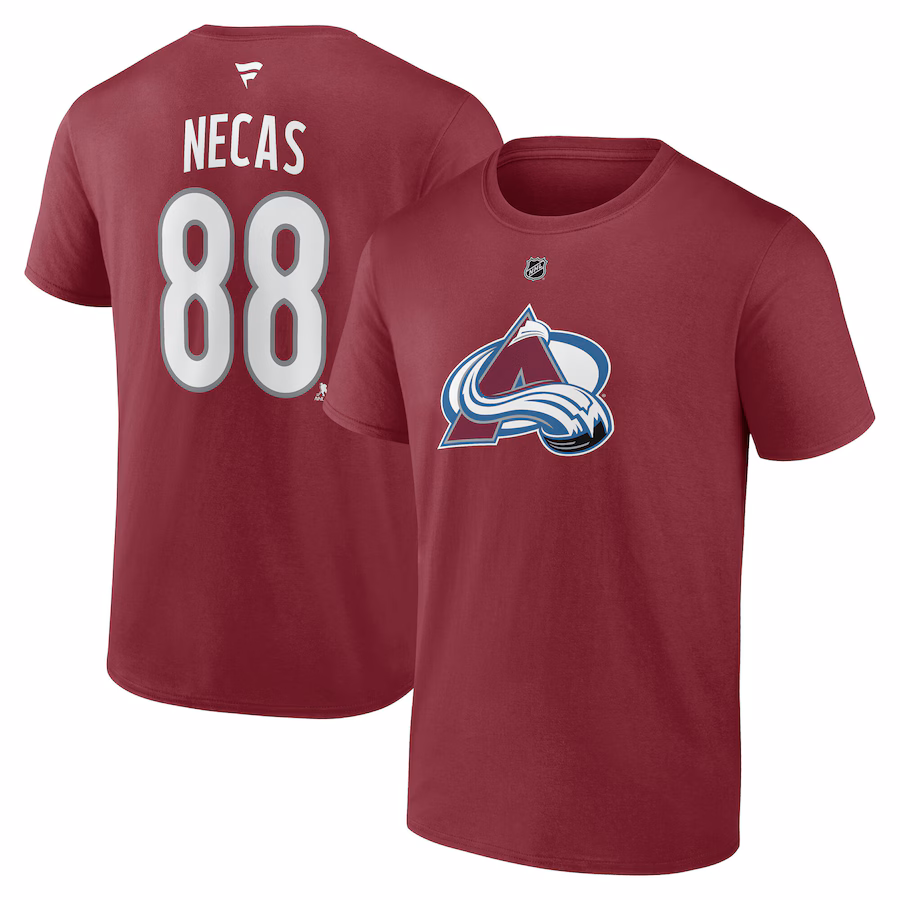Men's Colorado Avalanche Martin Necas Fanatics Burgundy Authentic Stack Name & Number T-Shirt - SUjersey01