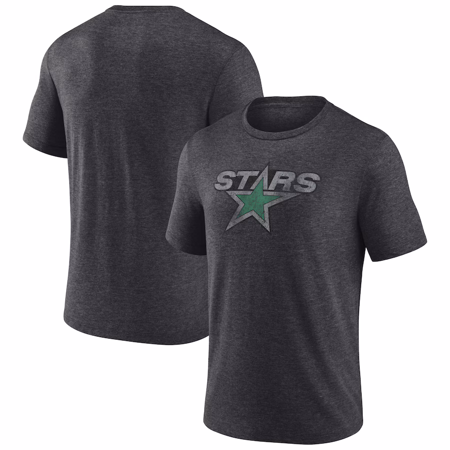 Men's Dallas Stars Charcoal Wraparound Tri-Blend T-Shirt - SUjersey01