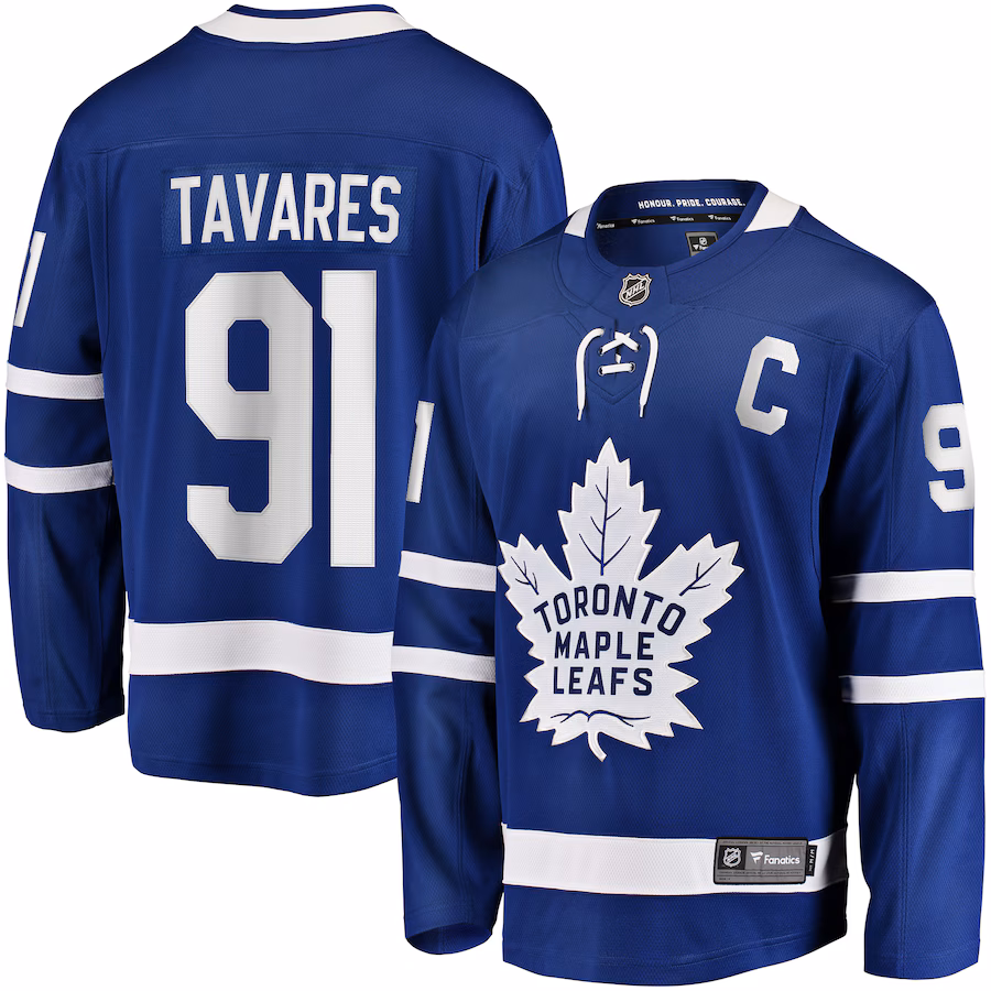 Men's Toronto Maple Leafs John Tavares Fanatics Blue Captain Patch Home Breakaway Jersey - SUjersey01