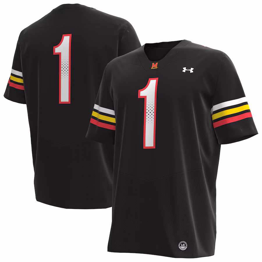 Men's Under Armour #1 Black Maryland Terrapins Replica Football Jersey - SUjersey01