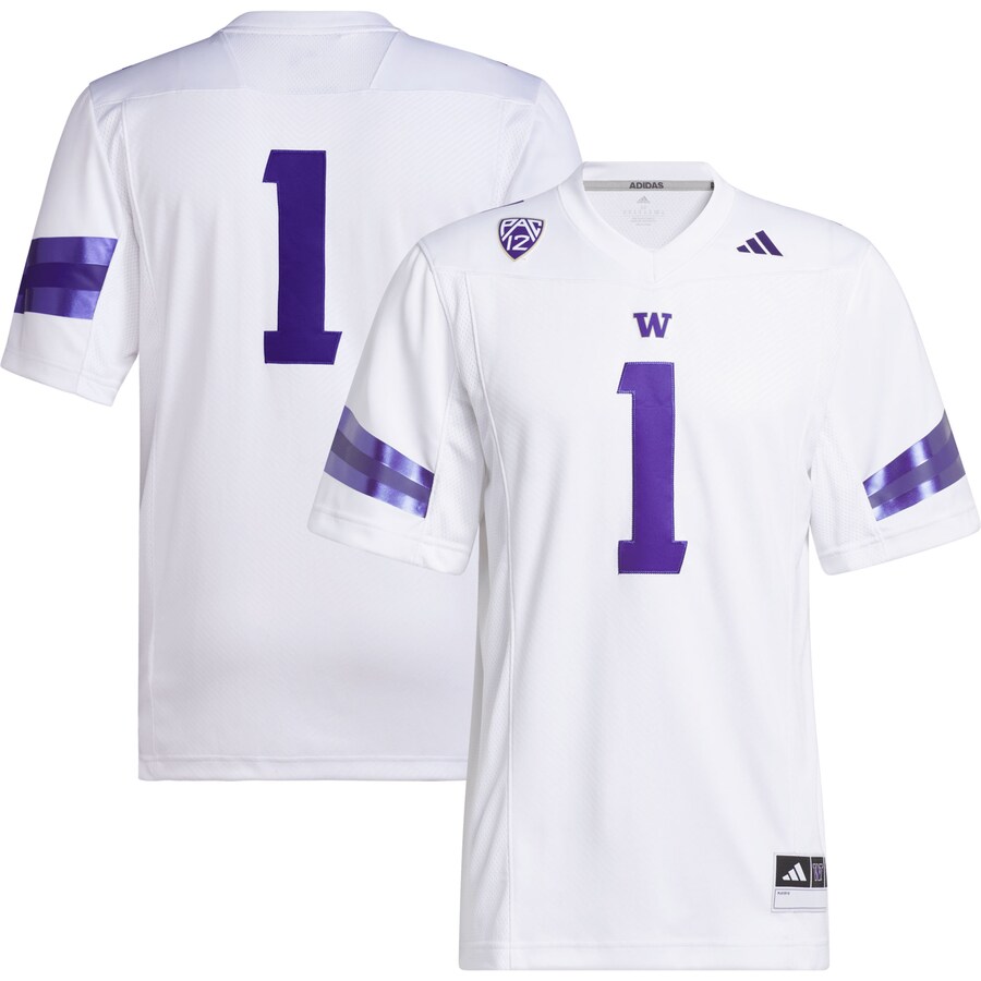 #1 Washington Huskies adidas Premier Football Jersey - White - SUjersey01