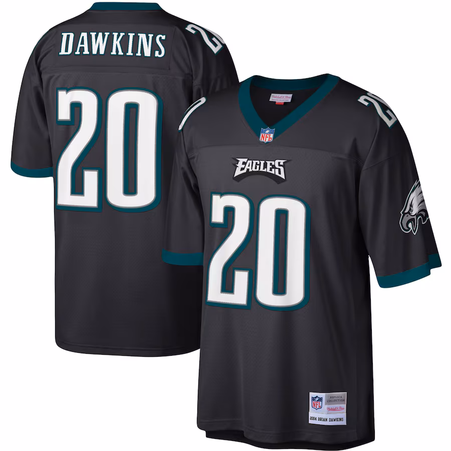 Men's Philadelphia Eagles Brian Dawkins Mitchell & Ness Black Legacy Replica Jersey - SUjersey01