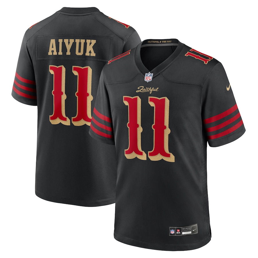 Men's San Francisco 49ers Brandon Aiyuk Nike Black 2025 Rivalries Collection Game Jersey - SUjersey01