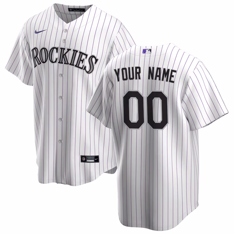 Youth Colorado Rockies Nike White Home Replica Custom Jersey - SUjersey01
