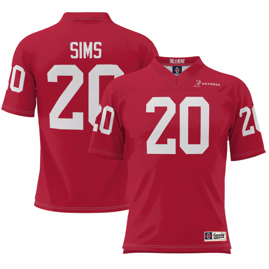 Men's Billy Sims Crimson Oklahoma Sooners Heisman Football Jersey - SUjersey01
