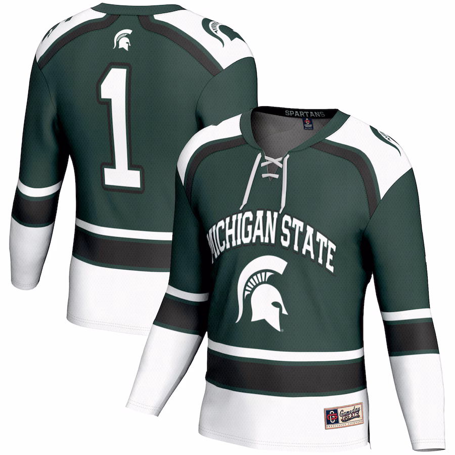 Youth GameDay Greats #1 Green Michigan State Spartans Hockey Jersey - SUjersey01