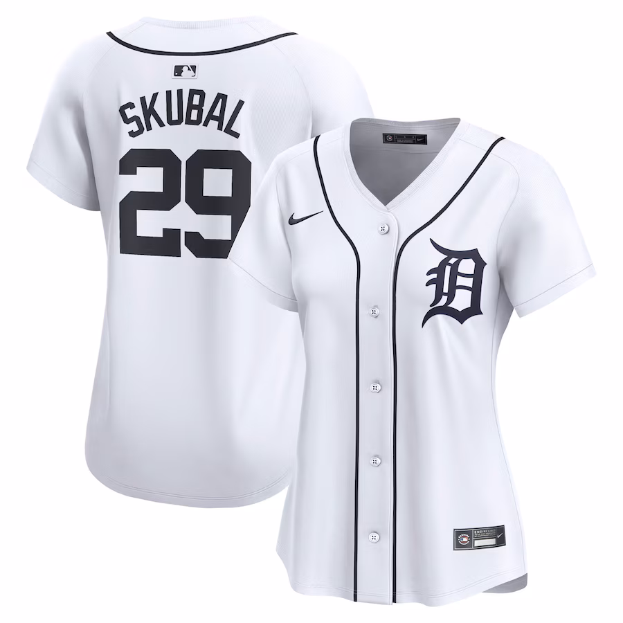 Women's Detroit Tigers Tarik Skubal Nike White Limited Player Jersey - SUjersey01