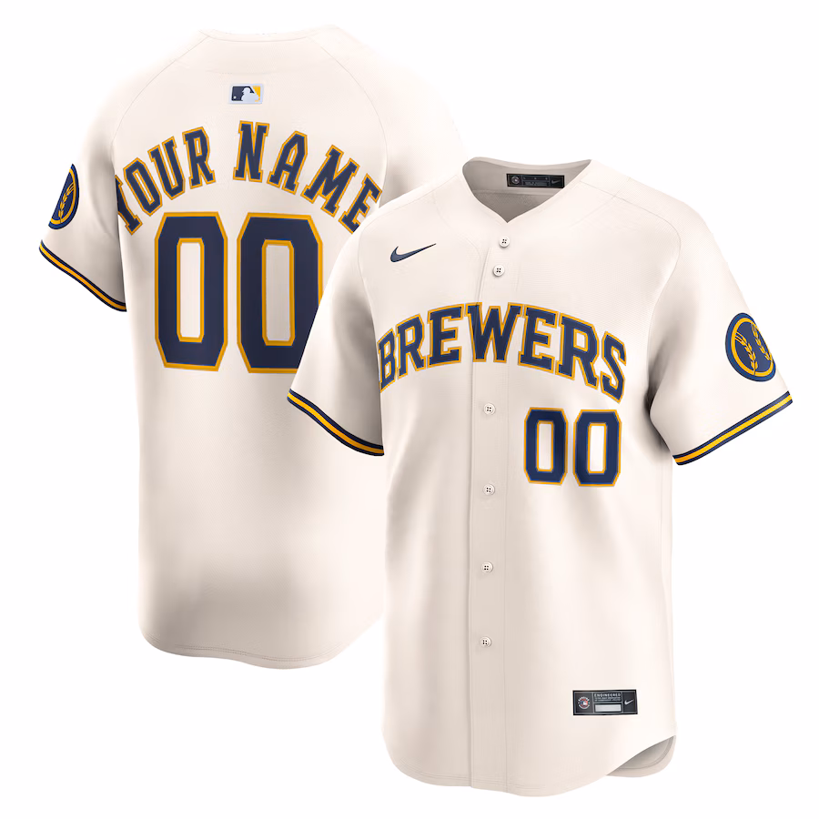 Men's Milwaukee Brewers Nike Cream Home Limited Custom Jersey - SUjersey01