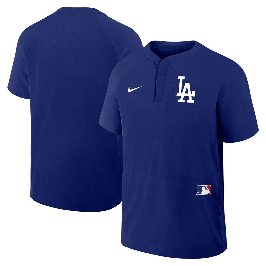 Men's Los Angeles Dodgers Nike Royal Authentic Collection Raglan Short Sleeve Windshirt - SUjersey01
