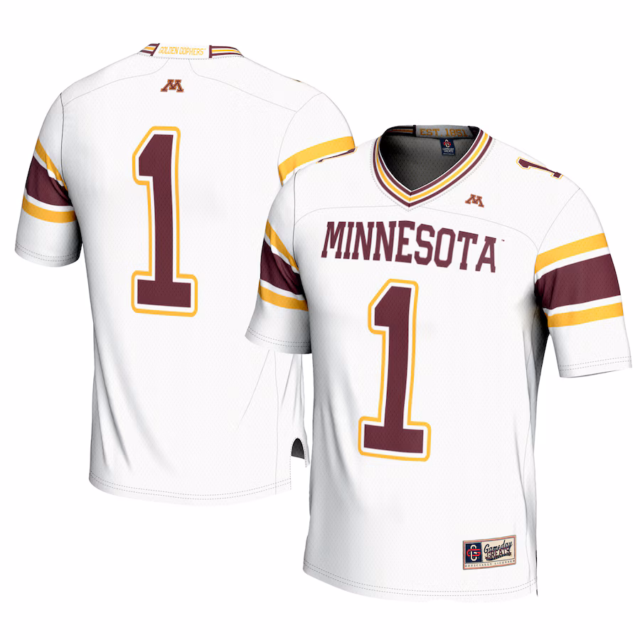 Men's GameDay Greats #1 White Minnesota Golden Gophers Football Jersey - SUjersey01