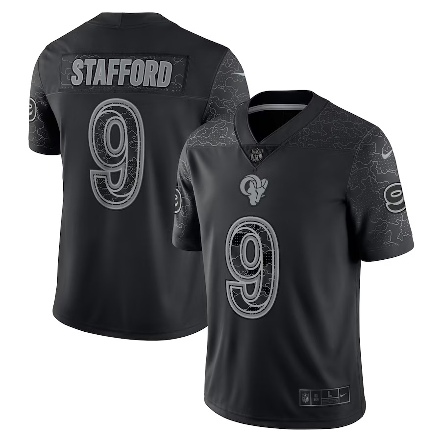 Men's Los Angeles Rams Matthew Stafford Nike Black RFLCTV Limited Jersey - SUjersey01