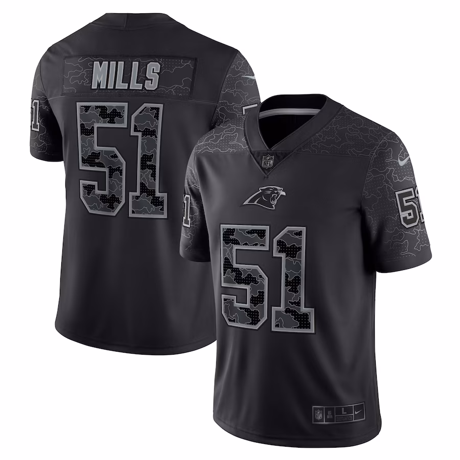 Men's Carolina Panthers Sam Mills Nike Black Retired Player RFLCTV Limited Jersey - SUjersey01