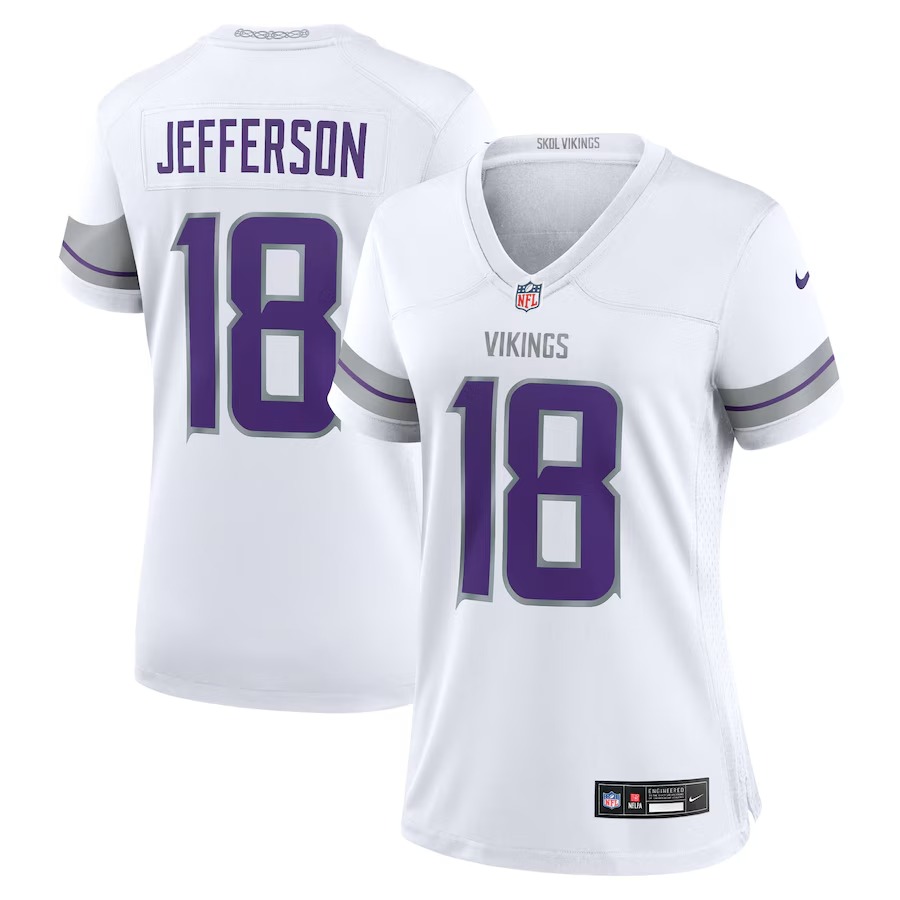 Women's Minnesota Vikings Justin Jefferson Nike White Alternate Game Player Jersey - SUjersey01