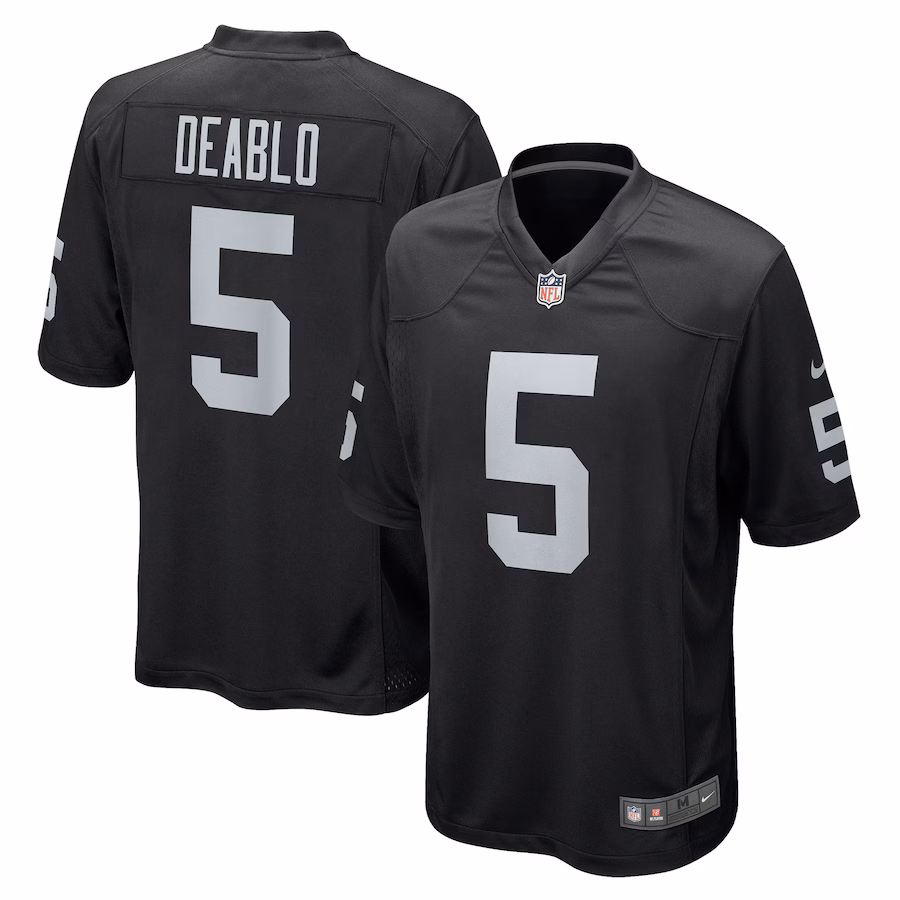 Men's Las Vegas Raiders Divine Deablo Nike Black Player Game Jersey - SUjersey01