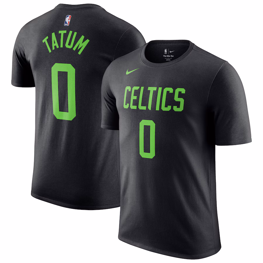 Men's Boston Celtics Jayson Tatum Nike Black 2024/25 City Edition Name & Number T-Shirt - SUjersey01