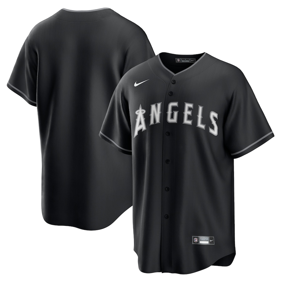 Men's Los Angeles Angels Nike Black Lights Out Replica Jersey - SUjersey01