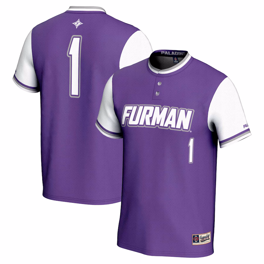 Youth GameDay Greats #1 Purple Furman Paladins Lightweight Softball Jersey - SUjersey01